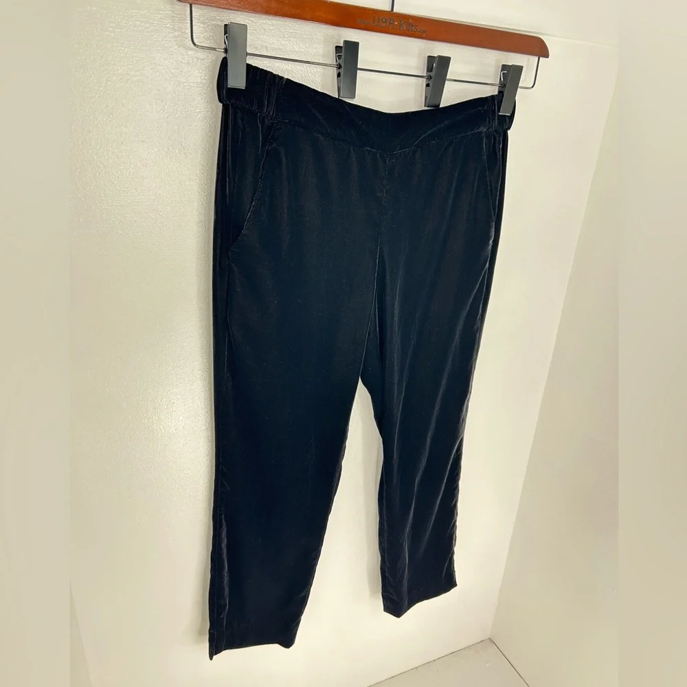 J. Crew Black Slim Elastic Waist Velvet Dress Pants Size 8 Pockets Career 33x26‎